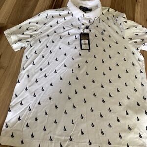 Polo Ralph Lauren Mens Performance Polo White w/Sailboat Print Shirt Size L